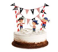 Décoration de gâteau décoration de gâteau pirate garçon d'anniversaire, guirlande de fanion de chaîne de décoration de gâteau Années bébé enfants garçons garçons décoration de fête