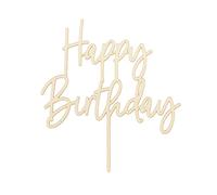 Décoration de gâteau en bois « Happy Birthday » - 16,5 cm