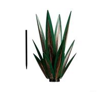 Décoration de jardin Agave en fer 35 cm Feuilles métalliques réalistes | Construction en fer résistant aux intempéries, 35 cm de hauteur, feuilles 3D réalistes, design piquet vert, bleu, rouge, rose