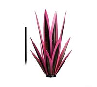 Décoration de jardin Agave en fer 35 cm Feuilles métalliques réalistes Rose | Construction en fer résistant aux intempéries, 35 cm de hauteur, feuilles 3D réalistes, design piquet vert, bleu, rouge, rose