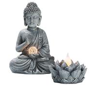 Décoration de jardin, Bouddha à énergie solaire avec fleur de lotus, 2 ornements, Bouddha en méditation, lampes solaires d'extérieur, décoration de jardin, cadeau pour femmes