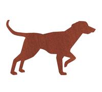 DÉCORATION DE JARDIN CHIEN DE CHASSE EN ACIER CORTEN, PATINÉ, FIGURINE CANINE