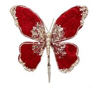 Décoration de jardin en flanelle brillante en forme de papillon compatible avec lumières d'extérieur - 14 x 19 cm - Finition multicolore à paillettes pour cour, porche, arbre - Décoration d'hiver