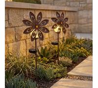 Lampe Solaire Décoration de Jardin Éolienne Jaune LED Terrasses Hauteur 50 CM 2x
