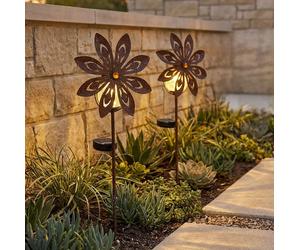 Décoration de Jardin Éolienne Lampe Solaire Extérieure LED Pointe Décorative