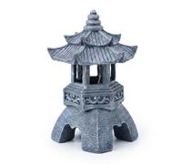 Décoration de jardin japonaise - Lanterne solaire en pierre Pagode - Hauteur 26 cm - Lanterne de jardin zen pour l'extérieur - Lampe en résine résistante aux intempéries - Décoration de bassin