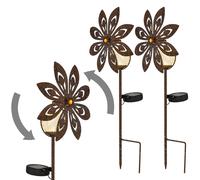 Décoration de jardin LED Lampe solaire Roue à vent Lampe de terrasse couleur rouille Lampe extérieure Piquet de terre, métal jaune, verre brisé, blanc chaud, LxH 20x50 cm
