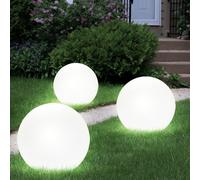 Décoration de jardin LED, luminaires solaires, éclairage de chemin, design boule, luminaire extérieur, piquet de sol, IP44, 3 tailles différentes 20, 25, 30 cm, lot de 3 boules
