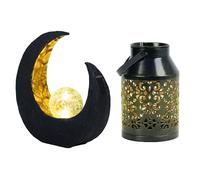 Décoration de jardin lumière solaire LED pot de fleur planteur lumière extérieure croissant de lune décoration solaire, 6-8 heures, lot de 2
