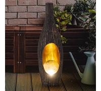 Décoration de jardin lumière solaire pour décoration extérieure design Lampe solaire rotin -optik couleur or avec boule de verre, brun craquelé, LED blanc chaud, LxH 14,3x45,5 cm
