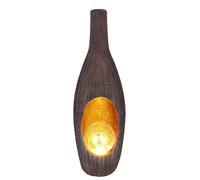 Décoration de jardin lumière solaire pour décoration extérieure design Lampe solaire rotin -optik couleur or avec boule de verre, brun craquelé, LED blanc chaud, LxH 14,3x45,5 cm