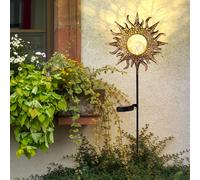 Décoration de jardin pour extérieur soleil lampes solaires pour extérieur lampe solaire de jardin, boule de verre craquelé, couleur rouille, LED blanc chaud, LxH 24,2x81,5 cm