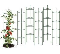 Décoration de jardin pour tuteurs obélisques, lot de 6, pour tomates et roses, en métal, vert.