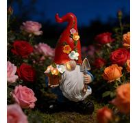 Décoration de jardin solaire - Figurines de lutin en résine - Décoration de jardin pour l'extérieur - Résistant aux intempéries - Nains de jardin solaires avec éclairage LED - Figurines de jardin