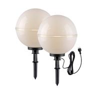 Décoration de jardin sur piquet lampe de jardin lampe boule lampe enfichable lampe de terrasse lampe boule lampe d'extérieur, câble 5m + fiche, plastique blanc noir, E27, DxH 40x71 cm, lot de 2
