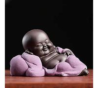 Décoration de la maison en argile violette porte-bonheur Maitreya pour animaux de compagnie, pot de fleur créatif, bonsaï, petite statue de Bouddha en céramique, artisanat de table à thé (couleur : B)