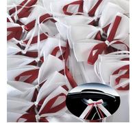 Décoration de mariage - LX - 100 Pièces - Ruban Satin - Blanc et Rouge - Nœuds Papillon