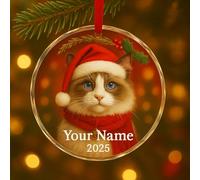 Décoration de Noël 2025 personnalisée en cristal avec photo de chien - Décorations personnalisées pour sapin de Noël - Cadeaux pour famille, couple, premier bébé, animal domestique