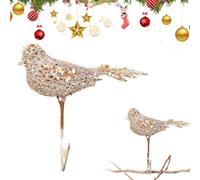 Décoration de Noël à paillettes avec clip en métal pour décoration d'arbre, figurine d'oiseau étincelant, décoration d'oiseau creux à paillettes pour fournitures de fête de vacances