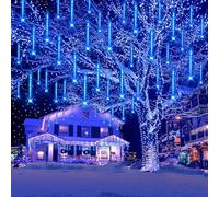 Décoration de Noël d'extérieur 20 tubes (équivalent à 2 jeux de 10 tubes), pluie de météores, guirlande lumineuse étanche pour Noël, Halloween, arbre de jardin, décoration