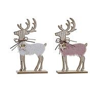 Décoration de Noël DKD Home Decor Polyester Renne Bois MDF (2 pièces) (17 x 5 x 29 cm)