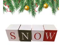 Décoration de Noël en bois 4 pièces empilables comme figurine saisonnière | Panneau de Noël en bois pour table à manger, buffet, cheminée, salon, chambre à coucher et bureau