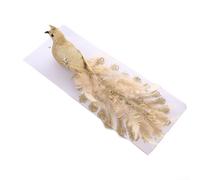 Décoration de Noël en plumes d'oiseau aux couleurs vives réalistes réutilisables en mousse et couronne d'arbre à plumes Décoration facile à suspendre Vacances saisonnières (doré)