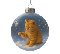 Décoration de Noël en verre de Noël, motif chat, 9 cm, faite à la main, boule en 3D, décoration de Noël pour le sapin de Noël, fêtes pour la maison et les fêtes, pour les amoureux des chats