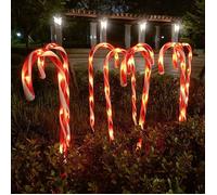 Décoration de Noël Extérieur Lumineuse,10pieces Lampes de Canne, Lumières LED,Décoration Extérieure Jardin en Forme de Canne Label
