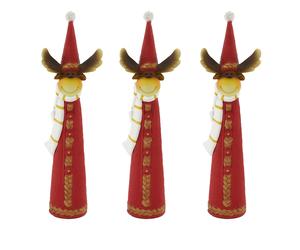 Décoration de Noël Figurine de renne Figurine sur pied Décoration de l'Avent Décoration d'hiver, plastique rouge blanc marron, l x h 10 x 36 cm, lot de 3