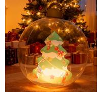 Décoration de Noël gonflable d'extérieur - 60 cm - Sapin de Noël gonflable avec éclairage LED - Boule de Noël transparente pour l'extérieur et l'intérieur - Décoration de jardin, cour, terrasse