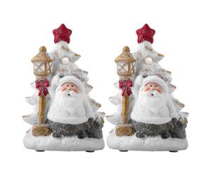 Décoration de Noël LED Batterie Personnages de Noël illuminés Fenêtre, Père Noël avec arbre, LxlxH 14,5x12x22 cm, set de 2