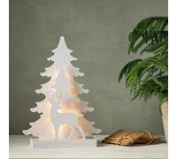 Eglo Décoration de Noël LED - Forme de Noël - Forêt en Bois avec cerf, minuterie et éclairage alimenté par Piles - Blanc Chaud - 411413 - Hauteur : 41 cm