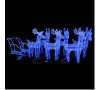 Décoration de Noël lumineuse - vidaXL - 320 LED - Bleu - Acrylique - Renne et traîneau - 18x8,5x55 cm - 52x28x34 cm