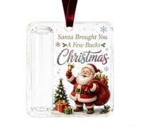 Décoration de Noël pour argent en acrylique avec ruban de velours | Décoration créative pour arbre - Design festif double face pour vacances, anniversaire, remise de diplôme - 10 cm