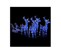 vidaXL Décoration de Noël Rennes et Traîneau Renne Illuminé Lumineux Décoratif Jardin Patio Arrière-cour Extérieur 280x28x55 328530