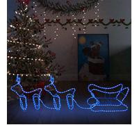 Décoration de Noël - vidaXL - Renne et traîneau - 576 LED - Bleu - Extérieur
