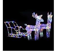 Décoration de Noël - vidaXL - Rennes et Traîneau - 160 LED - Acrylique - Multicolore