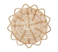 Décoration de Panier Mural, Paniers Muraux Suspendus Faits à la Main, Décoration Murale en Rotin D'herbiers de Mer Tissés, Décoration Murale Plate et Ronde Fabriquée à la(Fleur en rotin 33cm)