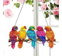 Décoration de perroquet à branche plate avec chaîne | Oiseau acrylique coloré pour plafond, fenêtre et mur | Décoration rustique à suspendre pour salon, chambre à coucher et jardin | Art de