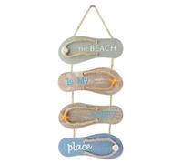 Décoration de plage sur le thème marin avec des tongs, décoration murale avec des tongs, tongs en bois à suspendre, décoration, décoration murale, décoration de porte, motif de plage, décoration d'int