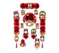 Décoration de porte magnétique en papier rouge festif (B) | Motifs de chevaux 2026 de bon augure, bénédictions traditionnelles, couleurs vives, matériau en papier résistant à la