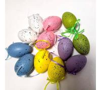 Décoration de pour pâques 12pcs 6cm Couleur Vive Décoration de | Motifs à pois colorés, design peint à la main, pour idéal pour suspension, ambiance festive , lot de 12