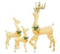Décoration de renne - 3 pièces - Éclairage LED 2D | Lampe d'extérieur en acrylique pour jardin, chemin, allée, jardin, terrasse, trottoir