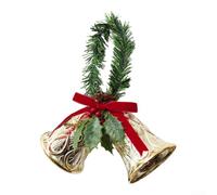 Décoration de sapin de Noël avec nœud 3D double cloches et baies | Décoration festive en plastique à suspendre pour fête de vacances, maison, jardin et décoration 29 x 24 cm