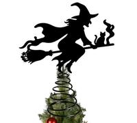 Décoration de sapin de sorcière gothique en fer noir pour Halloween | Silhouette lumineuse en métal - 21 x 7,5 x 24 cm - Décoration pour maison, bureau, bar, maison hantée, chambre