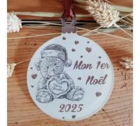 Décoration de Sapin - Mon Premier Noël - Sujet en Acrylique Mod.Nounours - (Alternative à la Boule 1er noël)