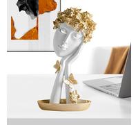 Décoration de statue de penseur - Statue de penseur de visage à la maison, figurines de penseur en résine | Sculpture de visage abstrait aux cheveux blonds, statue de visage de femme, figurine de