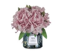 Décoration de table basse rose pour salle de bain : petites fleurs lilas avec vase gris pour la maison, le salon, la chambre à coucher, les pivoines artificielles dans un vase, un bureau