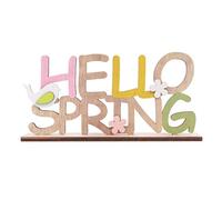 Décoration de Table en Bois Hello Spring - Décoration de Table - Lapin - Fleur - Objet décoratif - de Pâques - de Chambre à Coucher - de fête pour Enfants